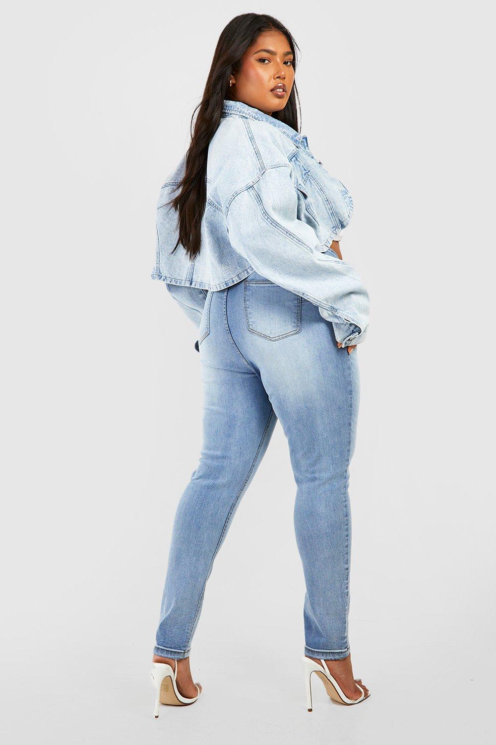 Grande taille Jean skinny push up taille haute boohoo FR